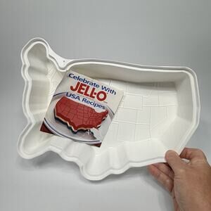 JELL-O United States of America USA Map White Plastic Jello Mold 12" 1997 NOS